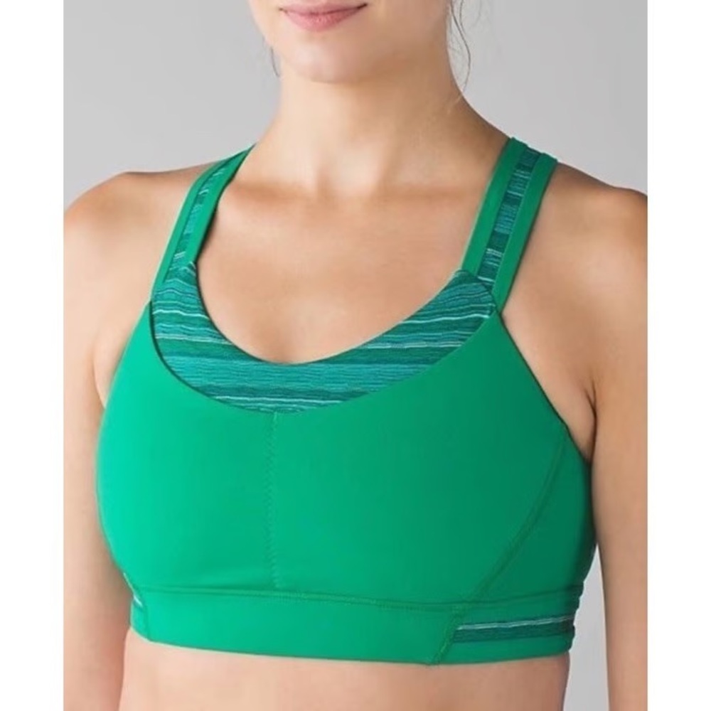Lululemon green sports bra with racerback design